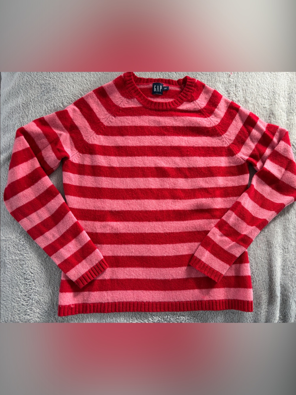 Vintage GAP Red and Pink Striped Crewneck Sweater